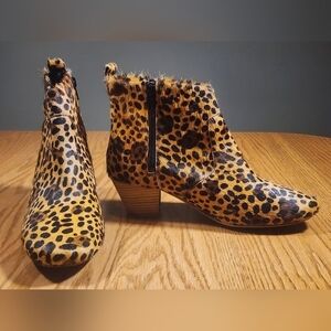 Find Calf Skin Leopard Ankle Boots Womens Size 8.5 UNIQUE